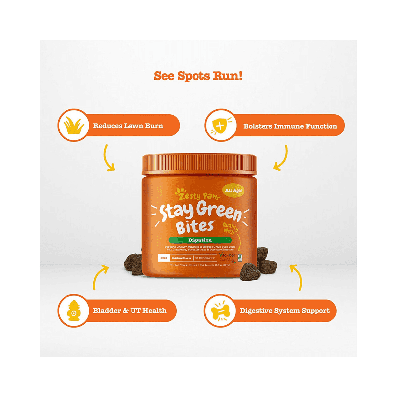 Zesty Paws Stay Green Bites for Dogs Grass Burn Soft Chews for Lawn Spots Caused by Dog Urine